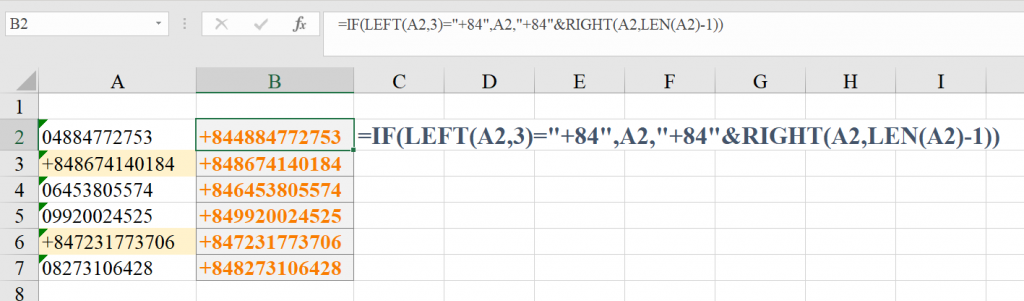 Thêm mã quốc gia vào đầu số điện thoại khi số điện thoại lúc có lúc không